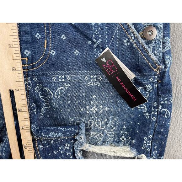 Retro Faded Blue Jean Overall Shorts Shortall No Boundaries Junior Extra Large - Picture 7 of 9